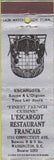 Matchbook Cover - L'Escargot Restaurant Washington DC WORN CREASES
