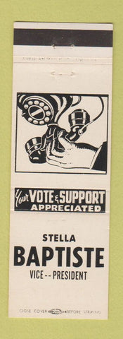 Matchbook Cover - Stella Baptiste Vice President