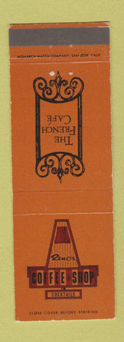 Matchbook Cover - Reno's Coffee Shop French Cafe Mojave CA