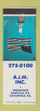 Matchbook Cover - AIM Inc Insurance Danville Catawissa PA