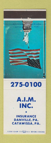Matchbook Cover - AIM Inc Insurance Danville Catawissa PA