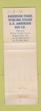 Matchbook Cover - OD Anderson Tours Bus Greenville PA Liberty Bell WEAR