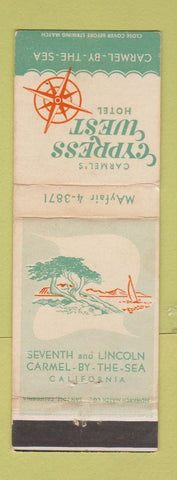 Matchbook Cover - Carmel's Cypress West Hotel Carmel by the Sea CA WEAR