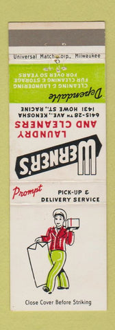 Matchbook Cover - Werner's Laundry Cleaners Racine Kenosha WI