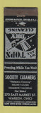 Matchbook Cover - Society Cleaners Warren OH