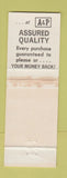 Matchbook Cover - Great Atlantic Pacific Tea