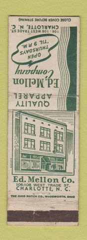 Matchbook Cover - Ed Mellon Charlotte NC clothes WORN