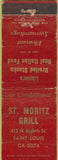 Matchbook Cover - St Moritz Grill Saint Louis MO POOR