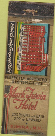Matchbook Cover - Mark Twain Hotel Elmira NY WORN
