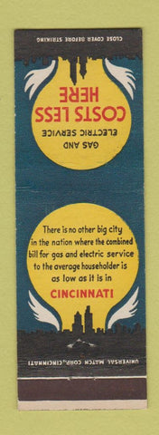 Matchbook Cover - Gas and Electric Service Cincinnati OH