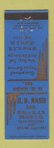 Matchbook Cover - HB Nash Atlanta GA Cash Registers  Ohmer RC Allen