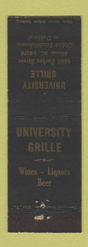 Matchbook Cover - University Grille Oakland CA WEAR