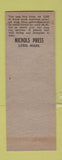 Matchbook Cover - Nichols Press Lynn MA WEAR