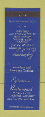 Matchbook Cover - Epicurean Restaurant Chicago IL