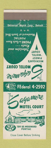 Matchbook Cover - Sagamore Motel Court Pontiac MI