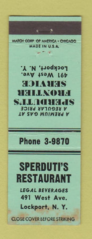 Matchbook Cover - Sperduti's Frontier oil gas Restaurant Lockport NY WEAR