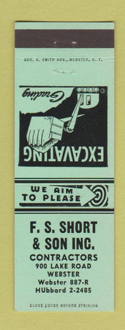 Matchbook Cover - FS Short Contractor Webster NY