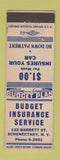 Matchbook Cover - Budger Insurance Service Schenectady NY