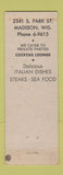 Matchbook Cover - Fedele's Restaurant Madison WI Italian