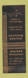 Matchbook Cover - Walker Restaurant Brooklyn NY WORN