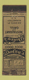 Matchbook Cover - Daley's Restaurant Bar Schenectady NY WORN