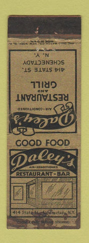 Matchbook Cover - Daley's Restaurant Bar Schenectady NY WORN