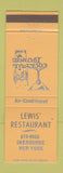 Matchbook Cover - Lewis' Restaurant Sherburne NY