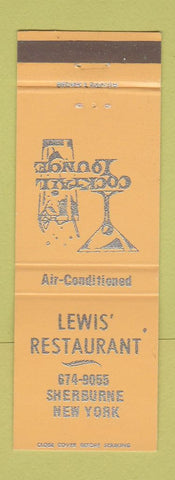 Matchbook Cover - Lewis' Restaurant Sherburne NY