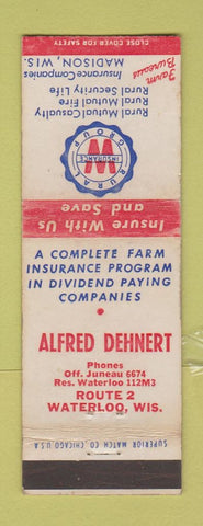 Matchbook Cover - Rural Insurance Group Madison WI WORN