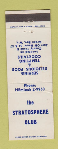 Matchbook Cover - The Stratosphere Club Green Bay WI WEAR