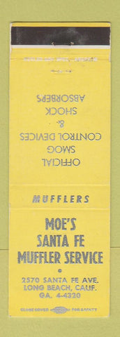 Matchbook Cover - Moe's Santa Fe Muffler Service Long Beach CA WEAR