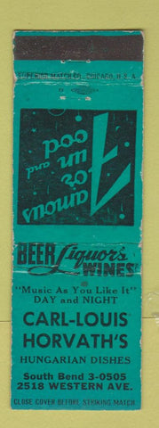 Matchbook Cover - Carl Louis Horvath's Hungarian Restaurant South Bend? IN