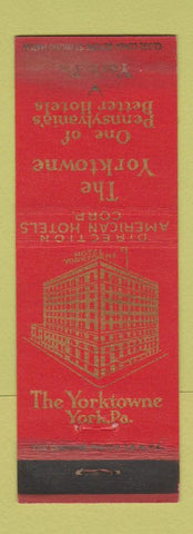 Matchbook Cover - The Yorktowne Hotel York PA WORN