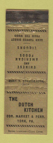 Matchbook Cover - The Dutch Kitchen York PA WEAR