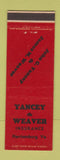 Matchbook Cover - Yancey and Weaver Insurance Harrisonburg VA