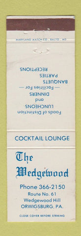 Matchbook Cover - The Wedgewood Orwigsburg PA