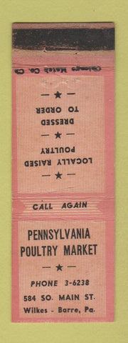 Matchbook Cover - Pennsylvania Poultry Market Wilkes Barre PA WORN