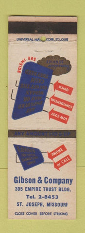 Matchbook Cover - Gibson and Company Loans St Joseph MO WEAR