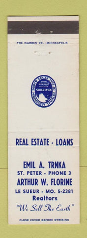 Matchbook Cover - Emil Tranka Arthur Florine Real Estate Le Sueur MO