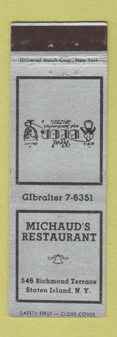 Matchbook Cover - Michaud's Restaurant Staten Island NY