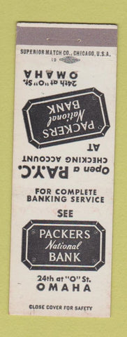 Matchbook Cover - Packers National Bank Omaha NE