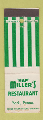 Matchbook Cover - Hap Miller's Restaurant York PA