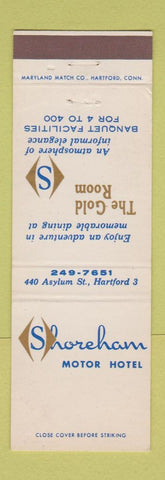 Matchbook Cover - Shoreham Motor Hotel Hartford CT Gold Room