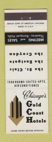 Matchbook Cover - Gold Coast Hotels Chicago IL Croydon Eastgate St Clair