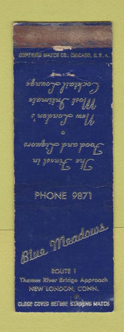 Matchbook Cover - Blue Meadows New London CT restaurant WORN