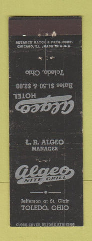 Matchbook Cover - Algeo Nite Grill Toledo OH WEAR ADVANCE