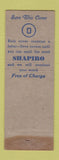 Matchbook Cover - Shapiro Jewelers Albany Newburgh NY WEAR