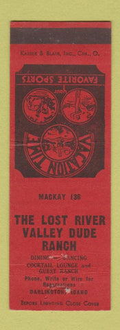 Matchbook Cover - Lost River Valley Dude Ranch Darlington ID WORN