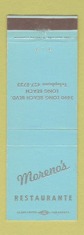 Matchbook Cover - Moreno's Restaurants Long Beach CA