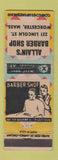 Matchbook Cover - Allain's Barber Shop Worcester MA WEAR
